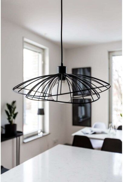 Globen Lighting Висяща лампа RAY, черна, Ø 45 cm, Затъмняване, Черен, Дневна/трапезария, Метал, Модерен