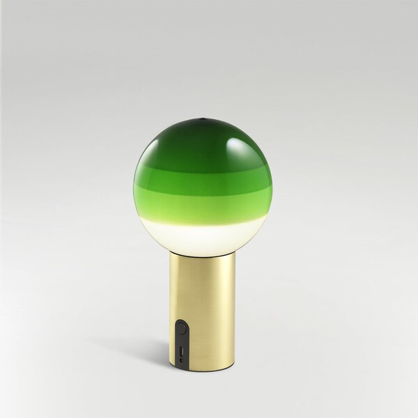 MARSET акумулаторна настолна лампа Dipping Light, зелена/месинг, Затъмняване, Зелен, Дневна/трапезария, Стъкло, Дизайн