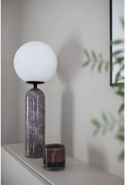 Globen Lighting Настолна лампа Torrano, сива, височина 53 cm, Сив, Дневна/трапезария, Стъкло, Дизайн, Глобус