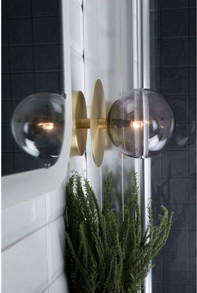 Globen Lighting стенна лампа ART DECO, месинг/сиво Ø 16cm IP44, Затъмняване, Сив, Дневна/трапезария, Метал, Дизайн, Глобус