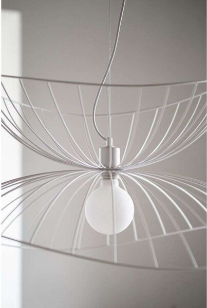 Globen Lighting Висяща лампа RAY, бяла, Ø 70 cm, Затъмняване, Бял, Дневна/трапезария, Метал, Модерен