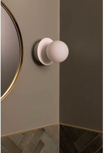 Globen Lighting стенна лампа ART DECO, бяла/бяла, Ø 16 cm, IP44, Затъмняване, Бял, Дневна/трапезария, Метал, Дизайн, Глобус