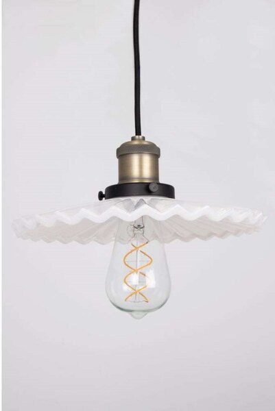Globen Lighting Висяща лампа COBBLER, бяла, Ø 25 cm, Затъмняване, Бял, Дневна/трапезария, Стъкло, Винтидж