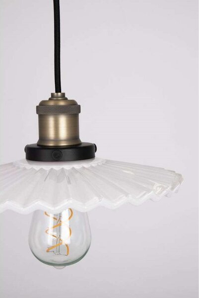 Globen Lighting Висяща лампа COBBLER, бяла, Ø 25 cm, Затъмняване, Бял, Дневна/трапезария, Стъкло, Винтидж