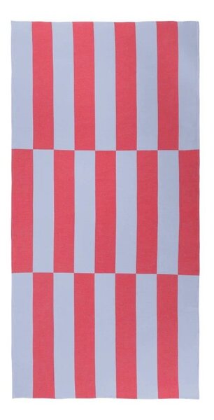 Червена/светлосиня памучна плажна кърпа 100x160 cm Su – noo.ma