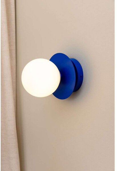 Globen Lighting стенна лампа ART DECO, синьо/бяло, Ø 16 cm, IP44, Затъмняване, Син, Дневна/трапезария, Метал, Дизайн, Глобус