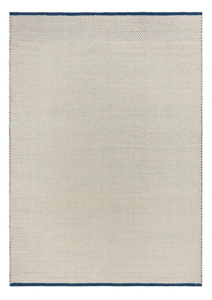 Син/бежов ръчно изработен вълнен килим 140x200 cm Lenu – noo.ma