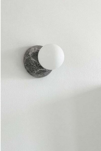 Globen Lighting стенна лампа Torrano, сива, Ø 13 см, IP44, Затъмняване, Сив, Дневна/трапезария, Стъкло, Дизайн, Глобус