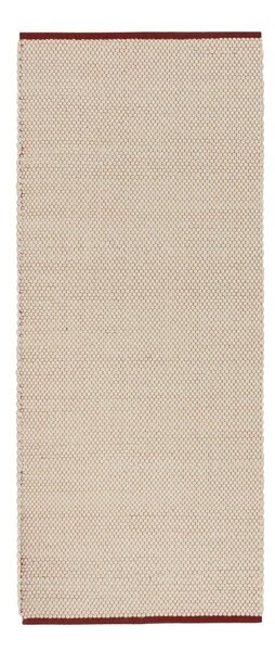 Червена/бежова ръчно изработена вълнена пътека 80x170 cm Lenu – noo.ma