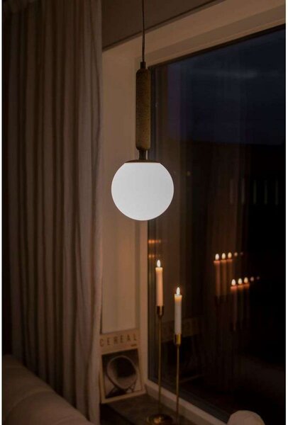Globen Lighting Висяща лампа Torrano Ø 15 cm Травертин, Затъмняване, Бежов, Дневна/трапезария, Стъкло, Дизайн, Глобус