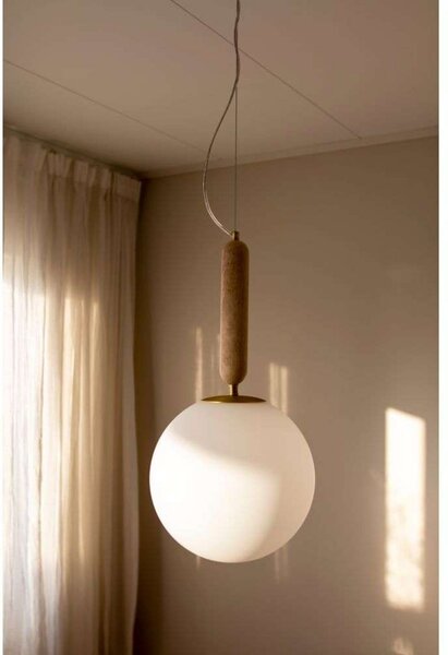 Globen Lighting Висяща лампа Torrano Ø 30 cm Травертин, Затъмняване, Бежов, Дневна/трапезария, Стъкло, Дизайн, Глобус