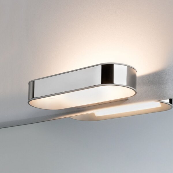 Paulmann LED стенна лампа Agena, хром 31 cm IP44 с димер, Затъмняване, Металик, Баня, Алуминий, Модерен