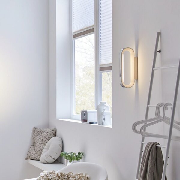 Paulmann LED стенна лампа Agena, хром 31 cm IP44 с димер, Затъмняване, Металик, Баня, Алуминий, Модерен