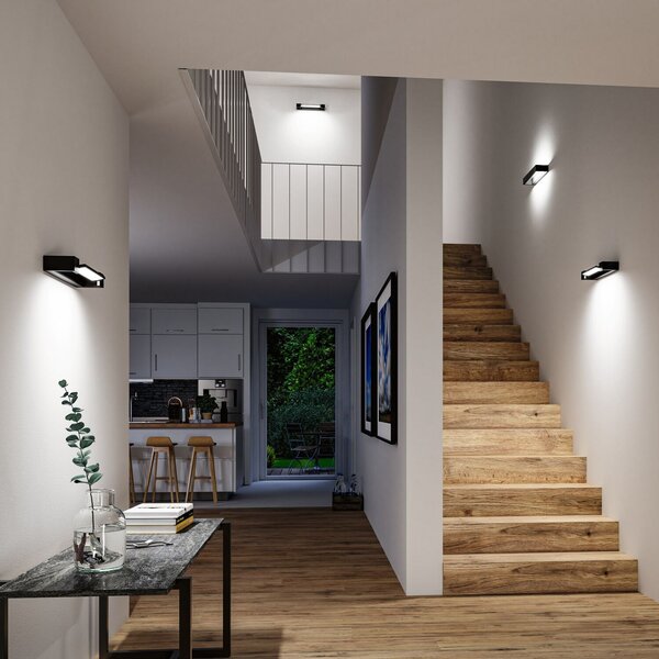 Paulmann LED стенна лампа Lucille, черна, 40 cm IP44 dim, Затъмняване, Черен, Баня, Метал, Модерен