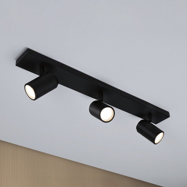 Paulmann тавански прожектор Zyli черен дължина 60 cm 2-flg. IP44, Затъмняване, Черен, Баня, Метал, Модерен, Таван с много пламъци