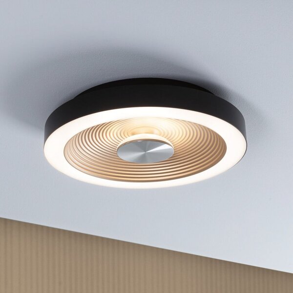 Paulmann LED плафон Volea черен/златен Ø 32 cm IP44 димируем, Затъмняване, Черен, Баня, Пластмаса, Модерен