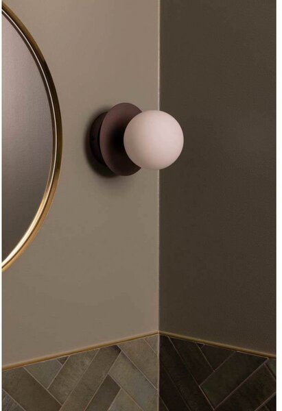 Globen Lighting стенна лампа ART DECO, бронз/бяло Ø 16 cm IP44, Затъмняване, Бронзов / античен месинг, Дневна/трапезария, Метал, Дизайн, Глобус