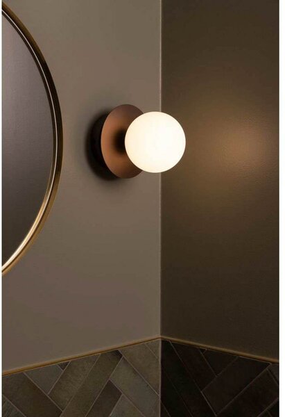 Globen Lighting стенна лампа ART DECO, бронз/бяло Ø 16 cm IP44, Затъмняване, Бронзов / античен месинг, Дневна/трапезария, Метал, Дизайн, Глобус