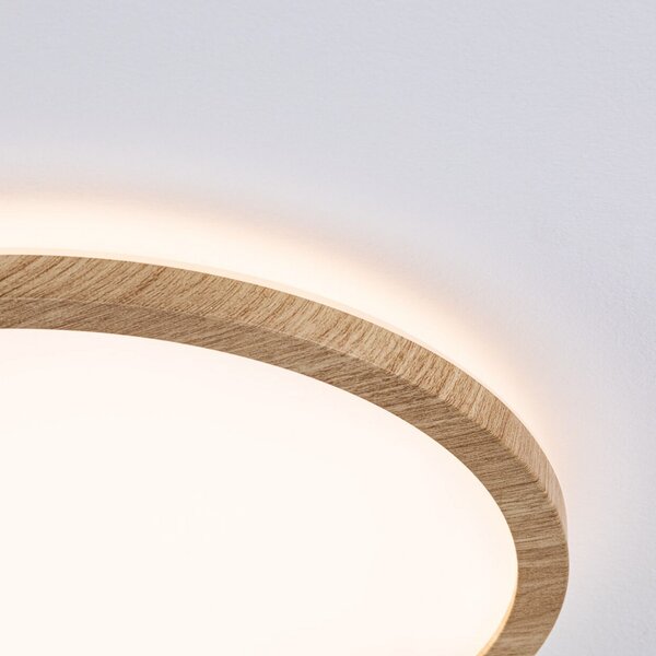 Paulmann LED плафон Atria Shine Ø42cm дъб IP44 3.000K, Дърво, Баня, Пластмаса, Модерен