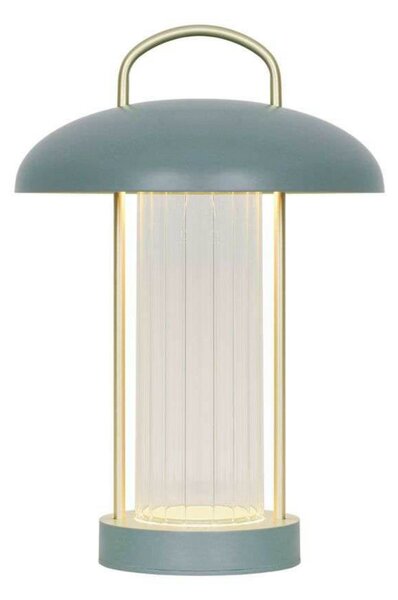 Nordlux LED акумулаторна настолна лампа Mirano, височина 29 cm, прашнозелено, метал, Затъмняване, Зелен, Дневна/трапезария, Метал, Скандинавски, Фенер