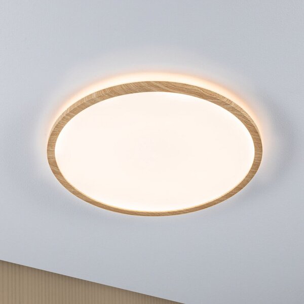 Paulmann LED плафон Atria Shine Ø42cm дъб IP44 3.000K, Дърво, Баня, Пластмаса, Модерен
