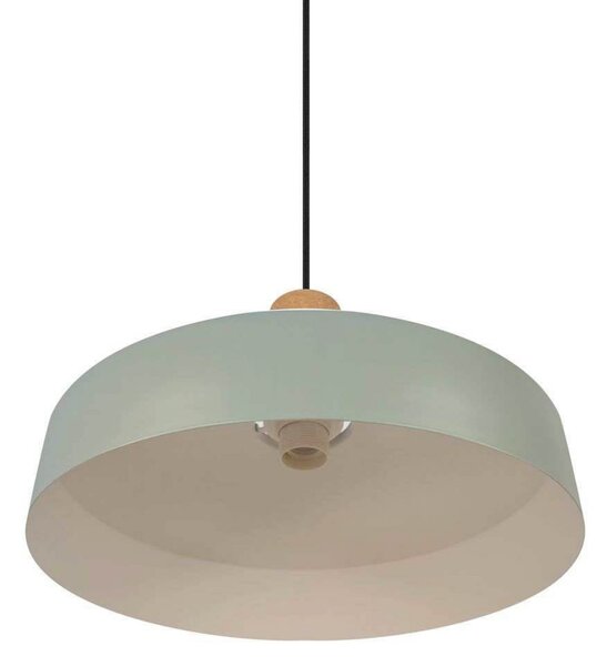 Nordlux Висяща лампа Elvas, прашнозелена, Ø 37 cm, метал/корк, Затъмняване, Зелен, Дневна/трапезария, Метал, Скандинавски