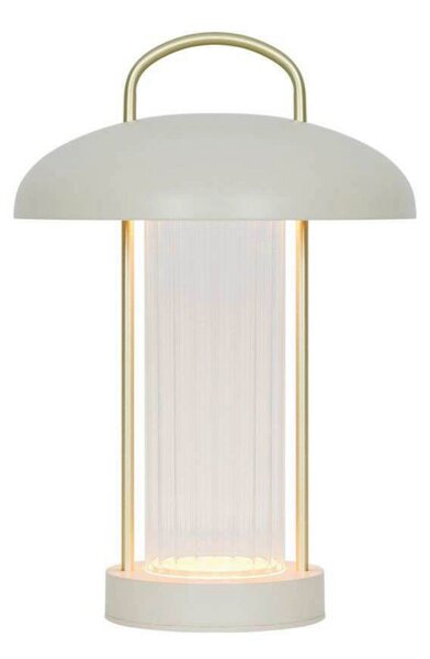 Nordlux LED акумулаторна настолна лампа Mirano, бежова, височина 29 cm, метал, Затъмняване, Бежов, Дневна/трапезария, Метал, Скандинавски, Фенер