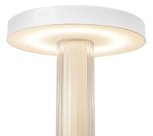 DFTP by Nordlux LED акумулаторна настолна лампа Trezzi, бяла, височина 22 cm, метал/стъкло, Затъмняване, Бял, Дневна/трапезария, Метал, Скандинавски
