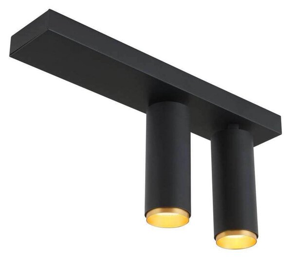 LOOM DESIGN LED тавански прожектор X-Beam, 2-крилен, черен, Затъмняване, Черен, Дневна/трапезария, Алуминий, Модерен
