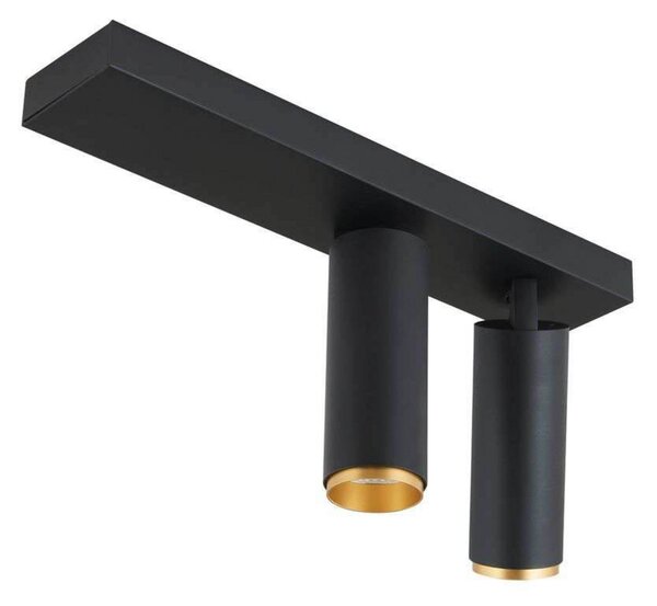 LOOM DESIGN LED тавански прожектор X-Beam, 2-крилен, черен, Затъмняване, Черен, Дневна/трапезария, Алуминий, Модерен