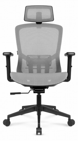 Ергономичен офис стол HC-1045 с мрежеста облегалка - сив