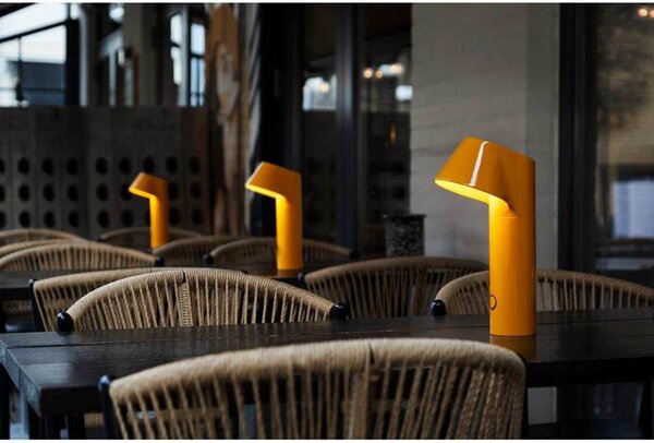 LOOM DESIGN LOOMG LED акумулаторна настолна лампа Willow, жълта, алуминий, IP54, Затъмняване, Жълт, Алуминий, Модерен