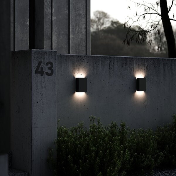 Nordlux LED външно осветление за стена Сгъваема, 15 x 21 cm, черна, Черен, Метал, Модерен, Стенна ъглова
