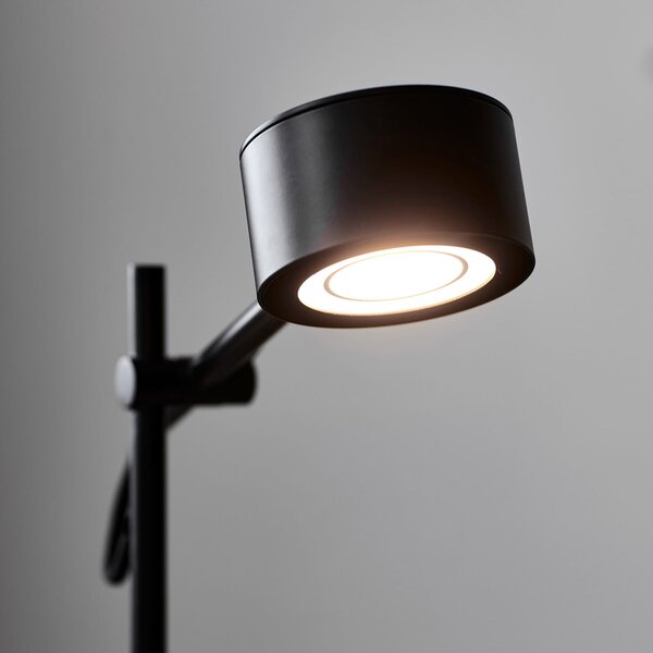 Nordlux LED подова лампа Clyde, двусветлинна, с димер, Затъмняване, Черен, Дневна/трапезария, Метал, Модерен