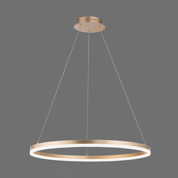 Paul Neuhaus LED висяща лампа Titus, Ø 80 cm, месинг, с възможност за димиране, Затъмняване, Злато / месинг, Дневна/трапезария, Метал, Модерен