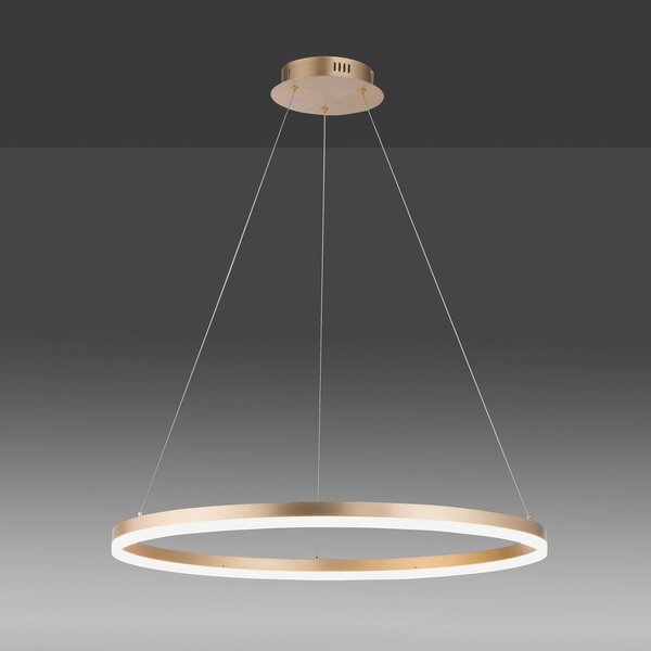 Paul Neuhaus LED висяща лампа Titus, Ø 80 cm, месинг, с възможност за димиране, Затъмняване, Злато / месинг, Дневна/трапезария, Метал, Модерен