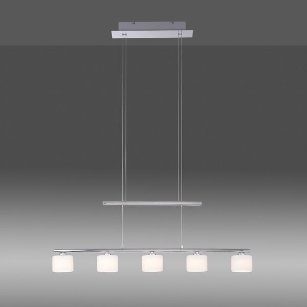 Paul Neuhaus LED висящо осветление Hydra, стоманен цвят, стъкло, 80cm, Металик, Дневна/трапезария, Стъкло, Модерен
