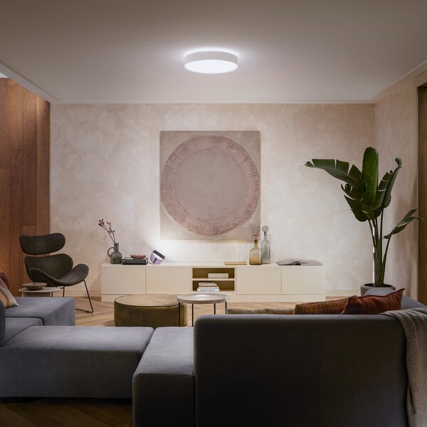 Philips Hue Светодиодна лампа за таван Enrave 42,5 см бяла, Затъмняване, Бял, Дневна/трапезария, Метал, Модерен