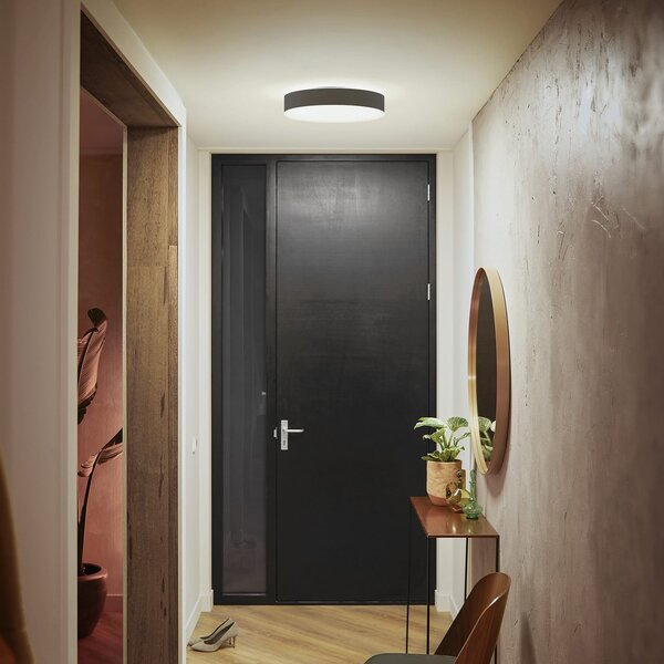 Philips Hue Enrave LED лампа за таван 38,1 см черна, Затъмняване, Черен, Дневна/трапезария, Метал, Модерен