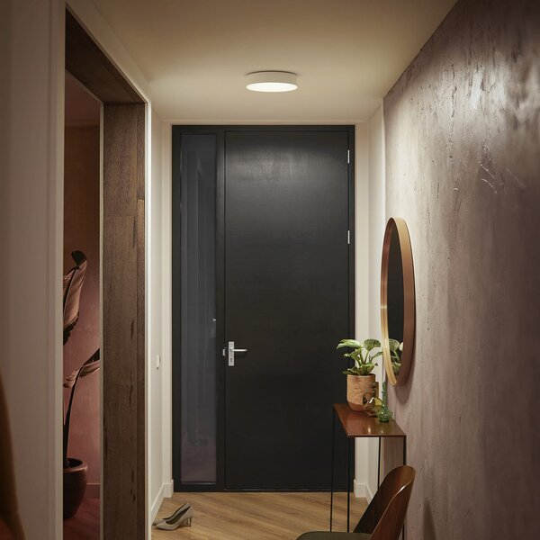 Philips Hue Светодиодна лампа за таван Enrave 26,1 см бяла, Затъмняване, Бял, Дневна/трапезария, Метал, Модерен