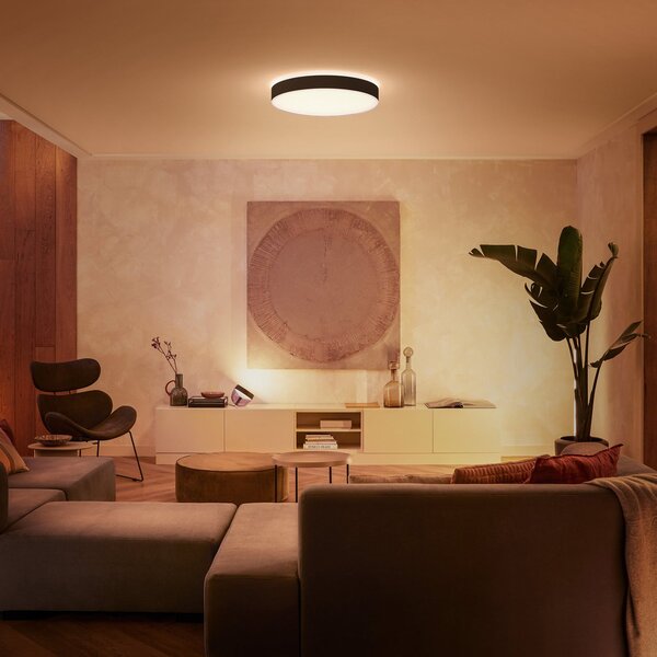Philips Hue Enrave LED лампа за таван 55,1 см черна, Затъмняване, Черен, Дневна/трапезария, Метал, Модерен