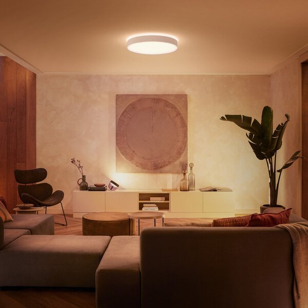 Philips Hue Светодиодна лампа за таван Enrave 55,1 см бяла, Затъмняване, Бял, Дневна/трапезария, Метал, Модерен