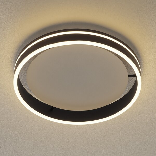 Q-Smart-Home Paul Neuhaus Q-VITO LED лампа за таван 40cm антрацит, Затъмняване, Черен, Дневна/трапезария, Метал, Модерен