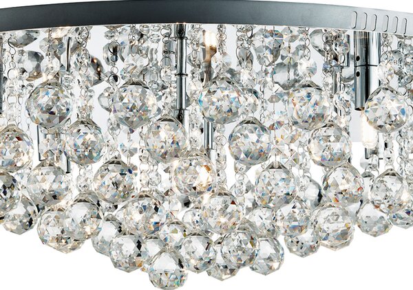 Searchlight Таванно осветление Hanna хром стъклени кристални сфери 80 cm, Затъмняване, Металик, Дневна/трапезария, Метал