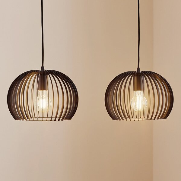 TEMAR LIGHTING Висяща лампа Larus от черна стомана, с две лампи, Затъмняване, Черен, Дневна/трапезария, Метал, Модерен