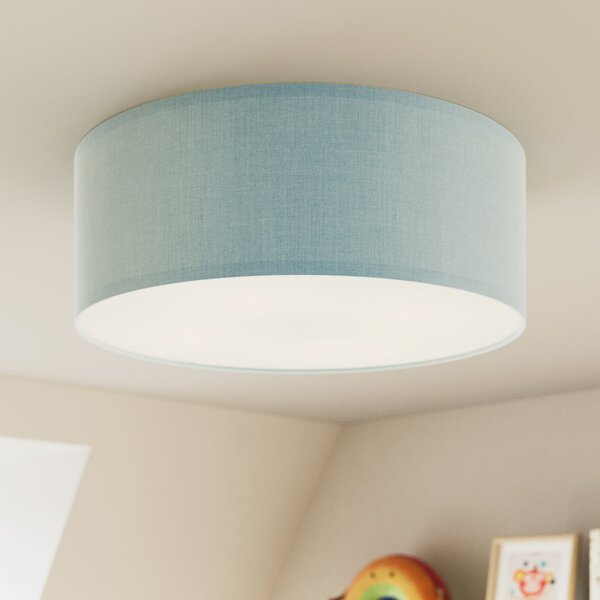 TK Lighting Таванска лампа Rondo Kids, Ø 38 cm, синя, Затъмняване, Син, Детска стая, Плат / текстил, Модерен