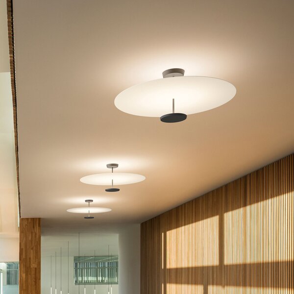 Vibia Flat LED таванска лампа 2-крилна Ø 55 cm бяла, Затъмняване, Бял, Дневна/трапезария, Метал, Скандинавски