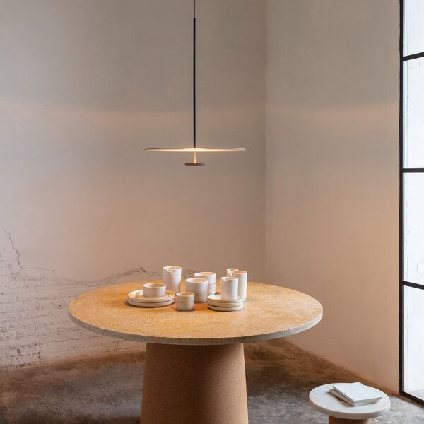 Vibia Flat LED висяща лампа 1-фунг. Ø 55cm сива L1, Затъмняване, Сив, Дневна/трапезария, Метал, Модерен