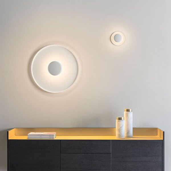 Vibia Top LED стенна лампа Ø 60 cm бяла, Затъмняване, Бял, Дневна/трапезария, Метал, Модерен