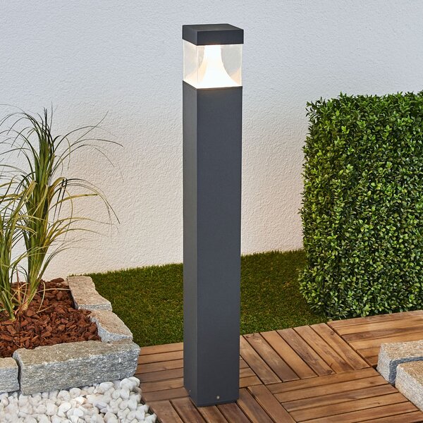 Lucande LED осветление за пътеки Egon, височина 90 cm, графитно сиво, IP54, Черен, Метал, Модерен